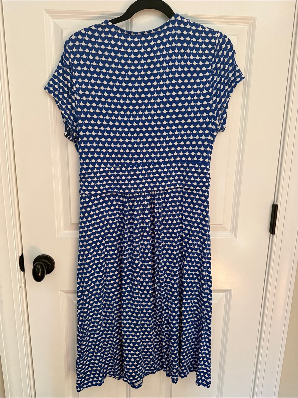 Boden Blue and White Geometric Faux-Wrap Dress - Picture 2 of 3